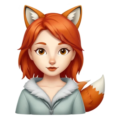 red haired girl in the form of a fox  sticker