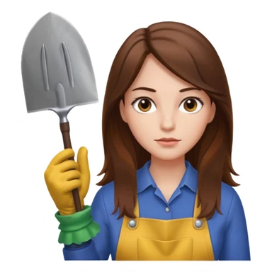 long brown hair white serious woman Gardening sticker