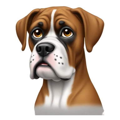 an full white color boxer dog without brown sticker