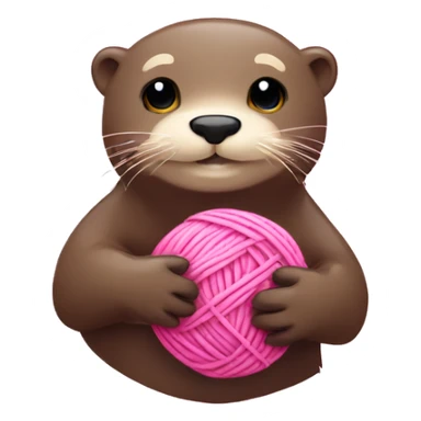 Otter ball of pink yarn in his hands sticker