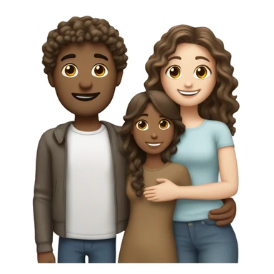 adult, couple female and male both white with brunette hair, hugging each other the guy has curly hair, and the girl has straight wavy hair ￼ ￼ sticker