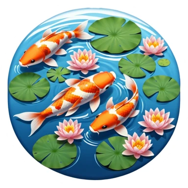 koi and lotus in circle pond sticker