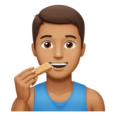 guy eating protein bar sticker