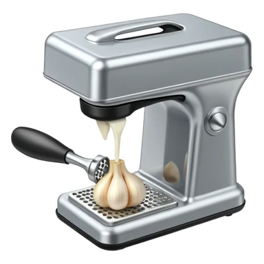 garlic being pressed in a garlic press sticker