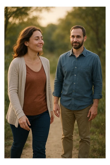 donna che va dall'uomo perchè si sente al sicuro e lo vede come una guida sticker