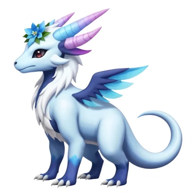 Shiny Glossy Pastel Light Divine Reptilian Beautiful Floral Snowy Pretty Absol-Amaura-Suicune-Cobalion-fusion, full body sticker
