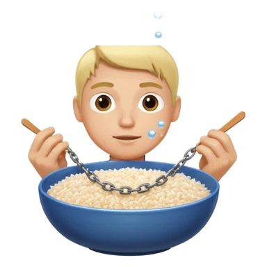 blonde man making a bowl of rice bubbles in chains sticker