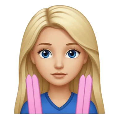 white long blonde hair girl with darker roots in her hair and dark blue eyes that's not really tan but not pale sticker