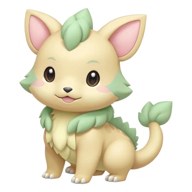 Pastel yellow beige and pastel greens and pinks rosy blushing cute kawaii Inteleon-Pokémon-Amaura-fusion (full body) sticker
