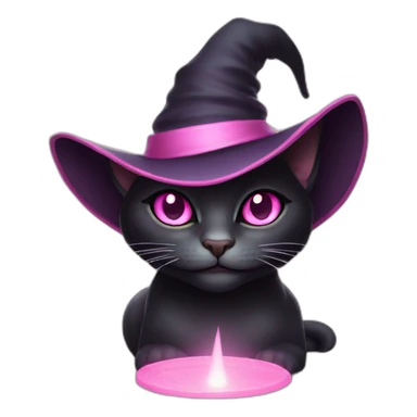 black witchcat with pink eyes and light pink hat sticker