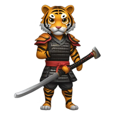Tiger samurai holding axe sticker