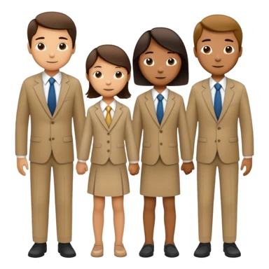 Simple thin line child-drawn stick figure young family that all wear ties  sticker