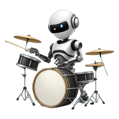 cute robot plays the drum set sticker