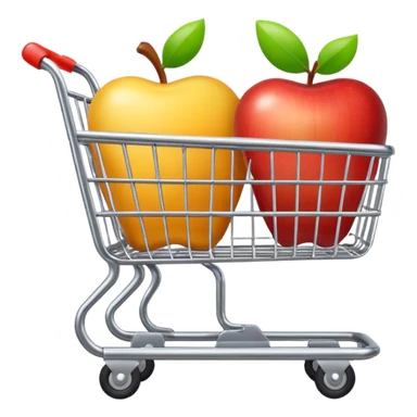 empty shopping cart, cute, rounded, minimal details, apple emoji style sticker
