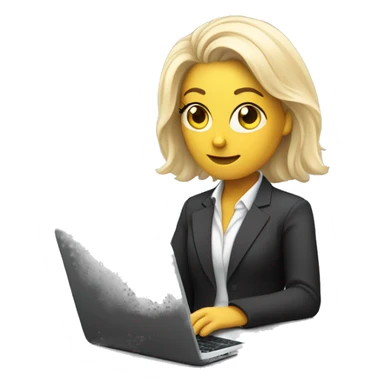 White Woman with Laptop busy with coding for Office Work by thinking future me nice hair suit  sticker
