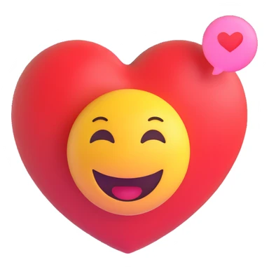3D smiley emoji, round shape, in love, love thought bubble, smiling face, no body sticker