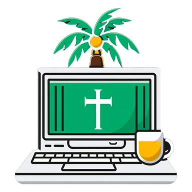 computer with Saudi Arabia palm tree and swords emblem on screen sticker
