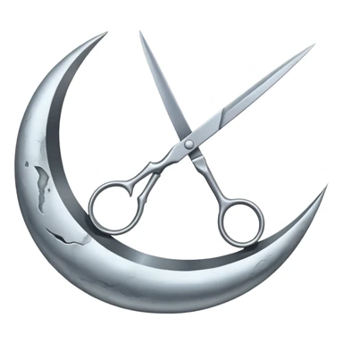 Scissors cutting moon sticker