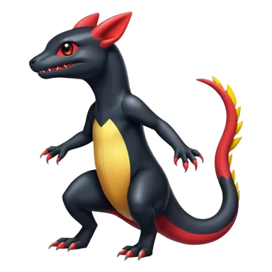 Shiny Salandit-Umbreon-Charmeleon-Fakémon-hybrid-creature (full body)  sticker