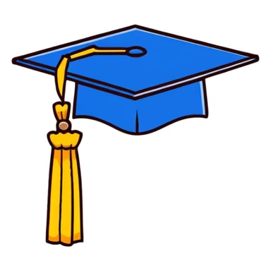 blue graduation cap with yellow tassel sticker