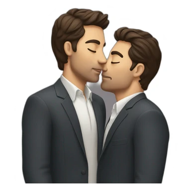 Two brunette men kissing sticker