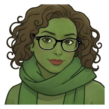 Hispanic women with brown curly hair and glasses sticker