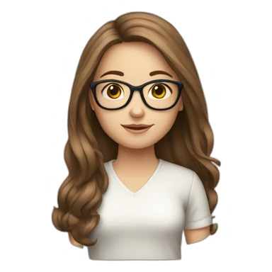 long brown haired white girl with glasses sticker
