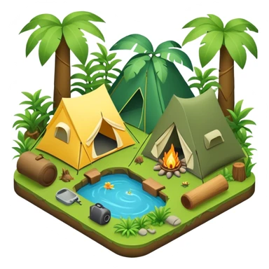 3d-isometric- jungle with camping sticker