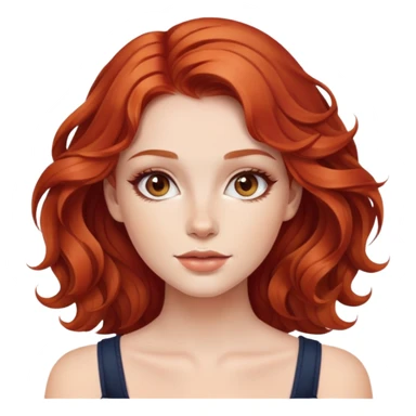 beautiful girl with wavy red hair, natural makeup look sticker