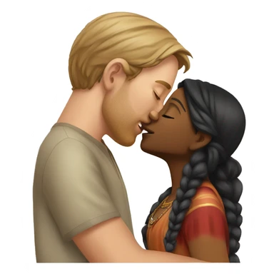 White man kissing indian girl sticker