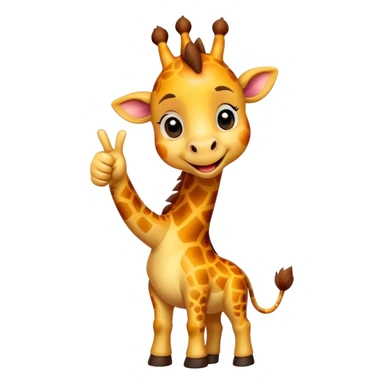 Cartoon cute dwarf giraffe with a smile, giving a big thumbs-up sticker