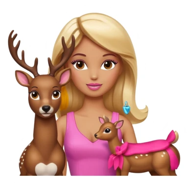 brown skin blonde barbie with deer sticker