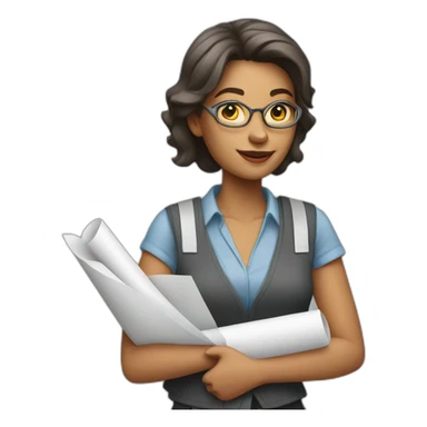 woman architect in vest holding blueprints sticker