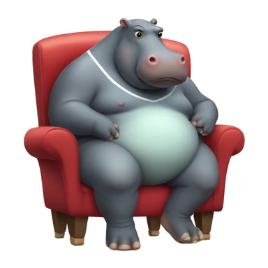fat hippo as soccer player sit on chair sticker