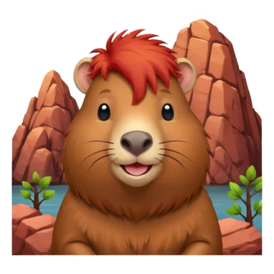 Capybara with red rock hair sticker