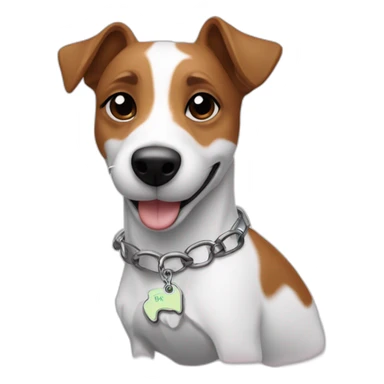 jack russel with a keychain that says kokos sticker