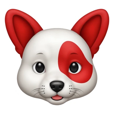 Perro blanco  con orejas negras  con un collar rojo sentado sticker