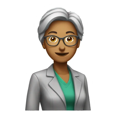 female chemistry professor long straight back and gray ha sticker