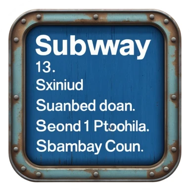 Platform Board – blue text display, Subway Sign. sticker