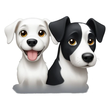 Cute black dog and white dog sitting next to each other facing the screen sticker