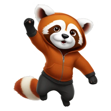 Giant red panda doing a backflip in hoodie sticker