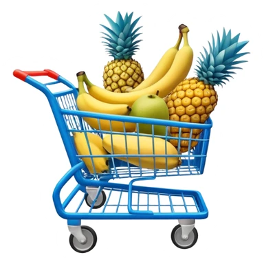 pineapples, mango and bananas in a blue Shopping cart  sticker