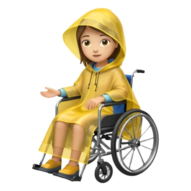 Girl in a wheelchair with rain poncho sticker