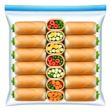 I'd like a freezer zipper bag containing 10 raw spring rolls sticker
