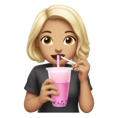 A girl drinking bubble tea sticker