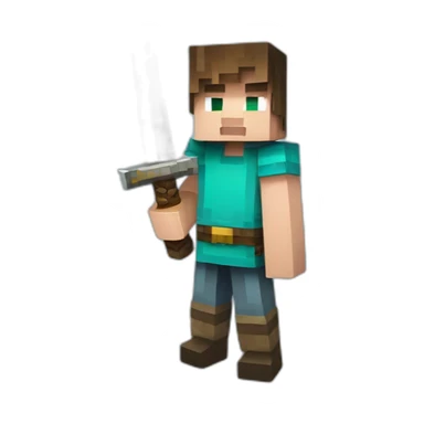 Minecraft Steve with a sword sticker