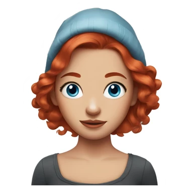 Girl with red hair, nose piercing, blue eyes and arm tattoos with a bunch of eggs sticker