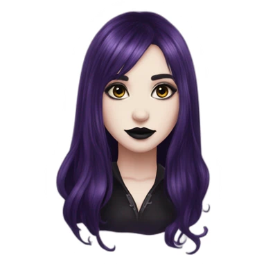 Elissabat-with-bangs-long-hair-dark-purple-and-black-vampire-goth-makeup-pinkeyes-romanticgothcloses- sticker