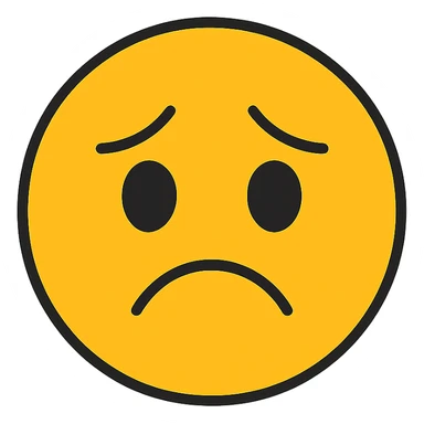animated sad face emoji, modern color icon style, expressive, clear lines, simple shading sticker