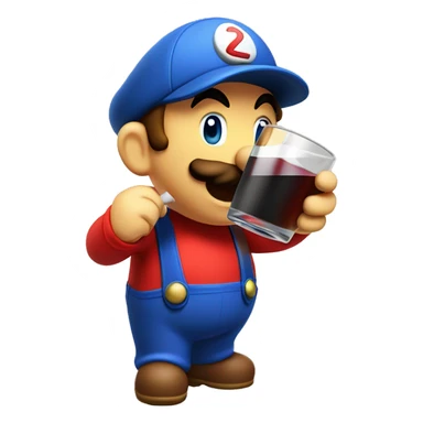 Mario plumber drinking alcohol with a hat that says “HOPE” sticker